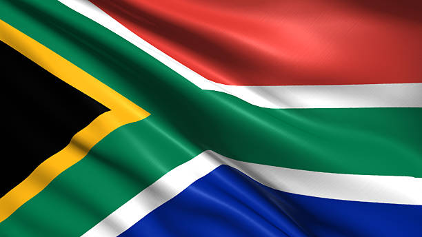 flag of Republic of South Africa South African flag with fabric structure south africa flag stock pictures, royalty-free photos & images