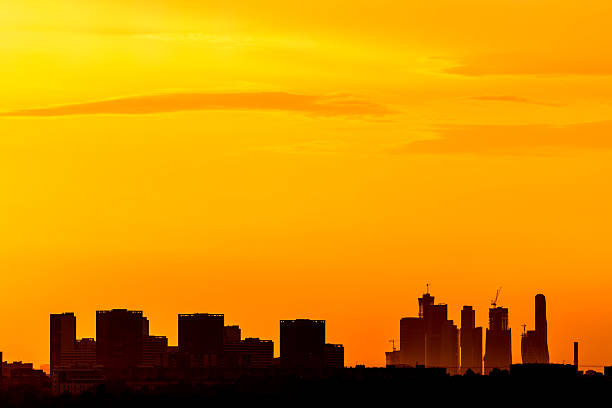 istock Orange sky over city 497567575