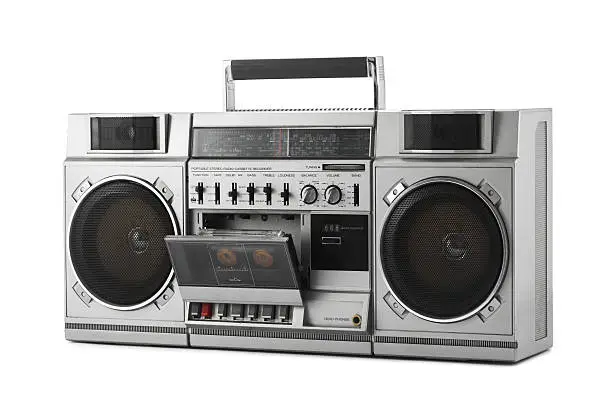 Photo of Retro ghetto blaster isolated on white with clipping path