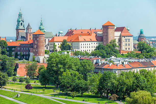 Cracow, Wawel Castle and Old Town, Poland Krakow - UNESCO World Heritage Site is the second largest and one of the oldest cities in Poland. Each year Krakow hosting over 9 million tourists from all over the world. wawel cathedral stock pictures, royalty-free photos & images