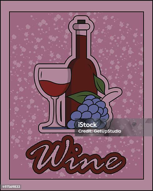 Ilustración de Vector Botella De Vino Vidrio Y Las Uvas De Señal y más Vectores Libres de Derechos de Abstracto - Abstracto, Bar, Bebida