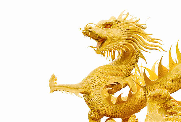 statue golden gragon - thailand animal asia bayonet photos et images de collection