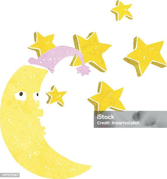Sleepy Moon Comic Stock Vektor Art und mehr Bilder von Bizarr - Bizarr, ClipArt, Der Mann im Mond
