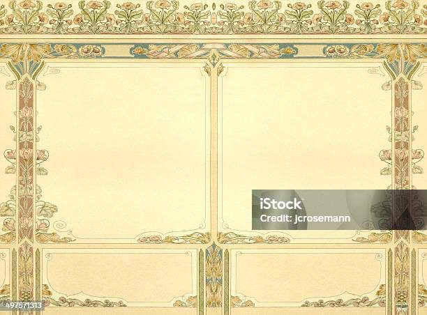 Art Noveau Floral Frame Work Stock Illustration - Download Image Now - Wall - Building Feature, Molding a Shape, Moulding - Trim