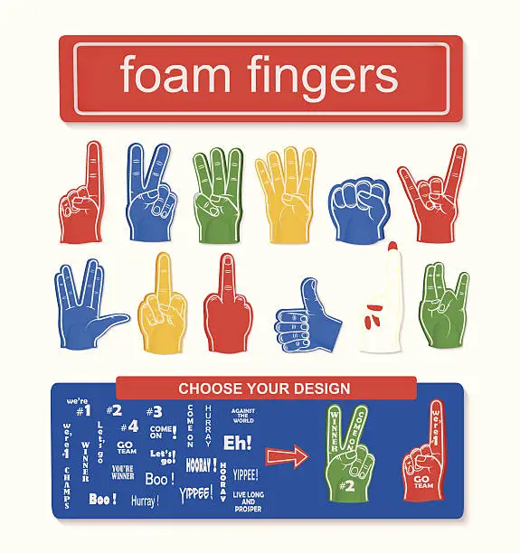 Vector illustration of Foam finger set