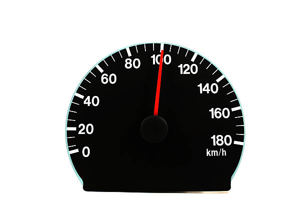 Automotive speedometer on a white background stock photo