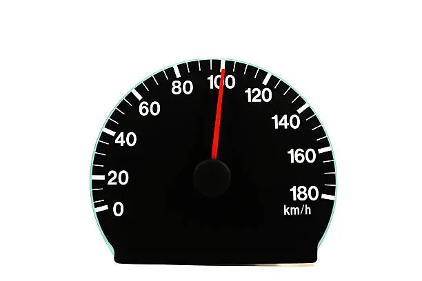 Automotive speedometer on a white background