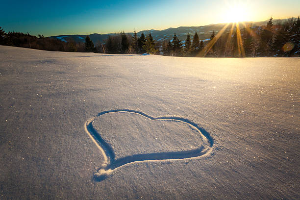 Heart drawn on the snow