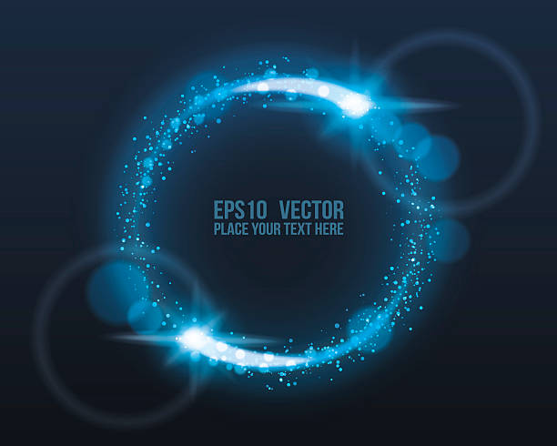 Blue Glowing Circle with Light Bursts Light effect background. Vector Eps10. blue circle stock illustrations