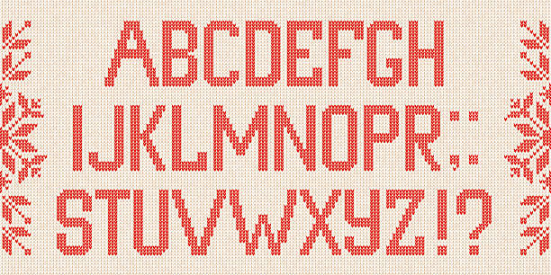 bildbanksillustrationer, clip art samt tecknat material och ikoner med christmas font: scandinavian style knitted letters and pattern. - svensk kultur