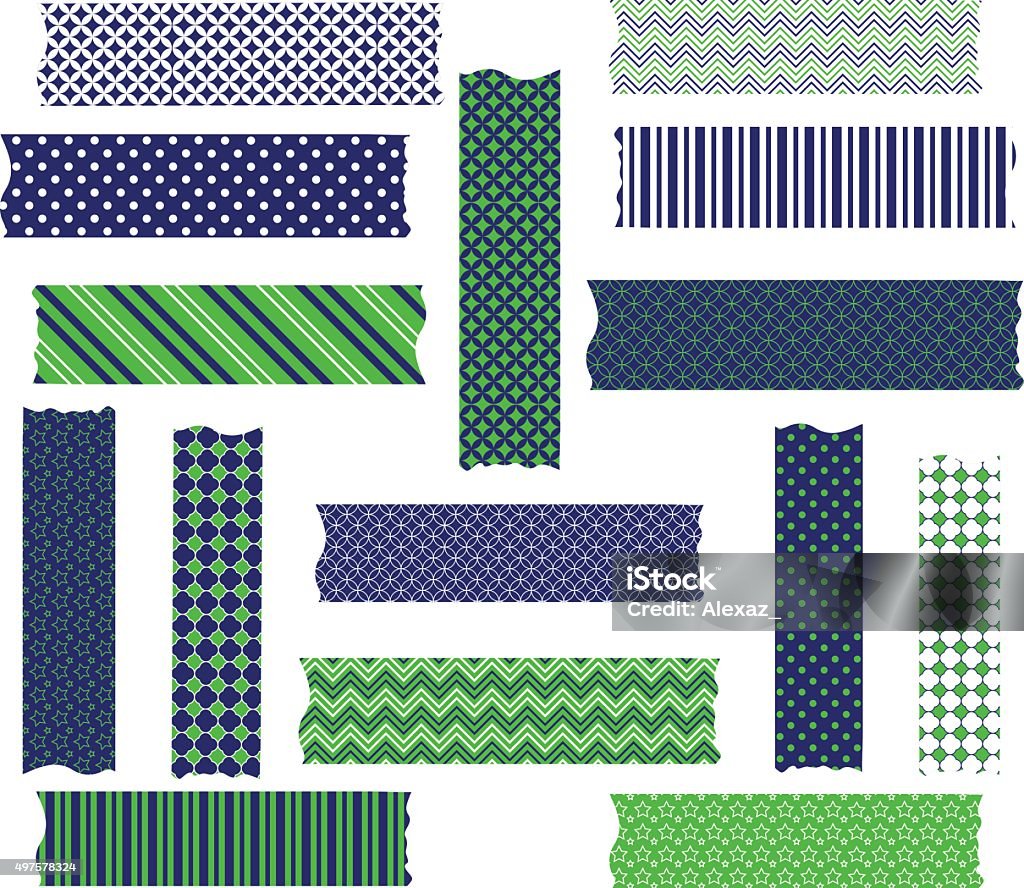 Navy Green Washi Tape Graphics Set Stock Illustration - Download Image Now  - 2015, Adhesive Tape, Art - iStock