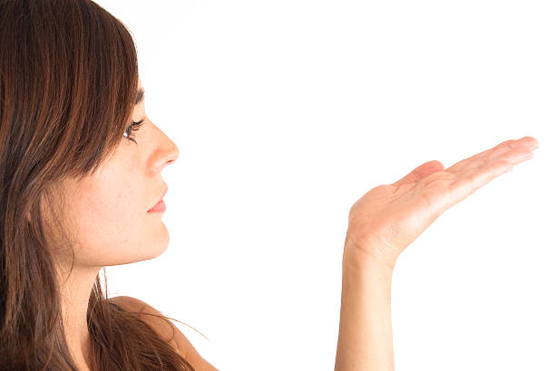 istock Beautiful  Woman  With His Open Hand 497589013