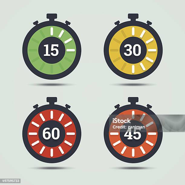 Timer Icons With Color Gradation And Numbers Stock Illustration - Download Image Now - Second Clock Hand, Stopwatch, Number 30