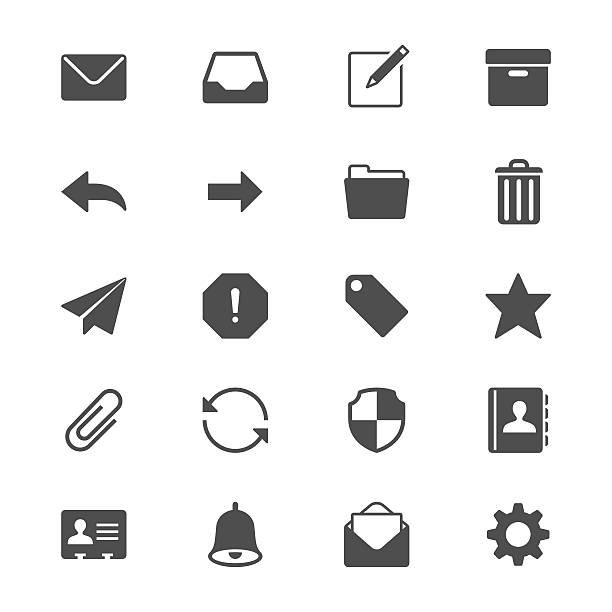 Email flat icons Simple vector icons. Clear and sharp. Easy to resize. No transparency effect. EPS10 file. filing tray stock illustrations