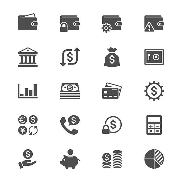 Financial management flat icons Simple vector icons. Clear and sharp. Easy to resize. No transparency effect. EPS10 file. bank vault icon stock illustrations
