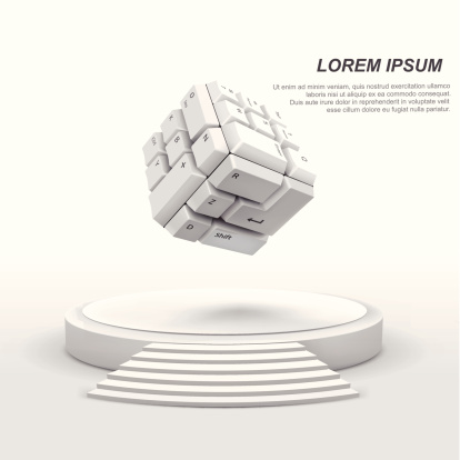Keyboard Cube Design 3d Cube Shape Of Keyboard Buttons With White Stage Stock Illustration ...