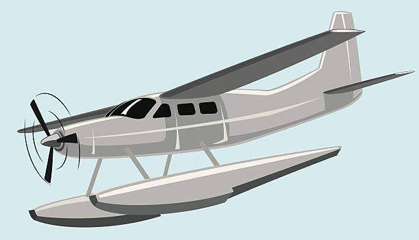 seaplane Vector illustration seaplane. No mash no gradient. airplane commercial airplane propeller airplane aerospace industry stock illustrations