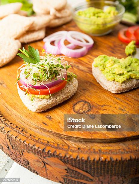 Making Tiny Tea Sandwiches For A Party Stock Photo - Download Image Now - Alfalfa Sprout, Bread, Brightly Lit