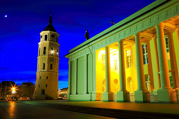 istock Vilnius baroque Cathedral illuminated at blue night, Lithuania 497600239