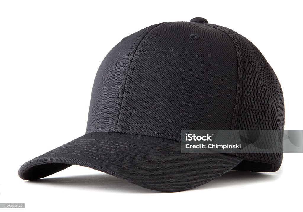 black baseball hat black baseball hat on white Cap - Hat Stock Photo