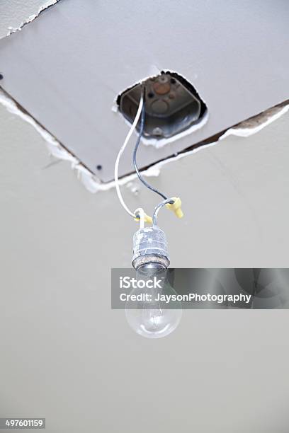 Installation Of Lightbulb Led Ceiling Light Stock Photo - Download Image Now - Breaking, Light Fixture, Analog