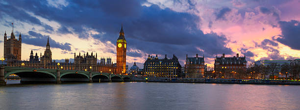 istock Panoramic view of London at sunset 497601692