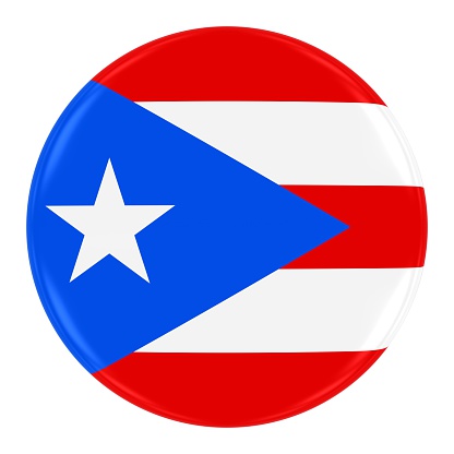 Puerto Rican Flag Badge - Flag of Puerto Rico Button Isolated on White
