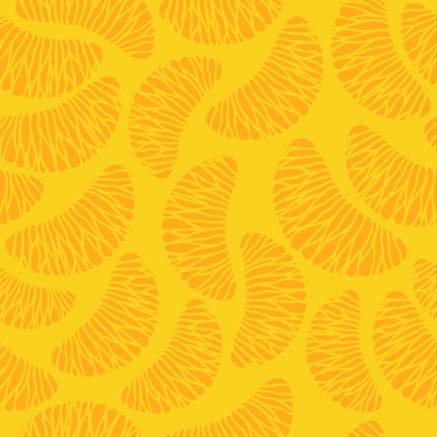 ilustrações de stock, clip art, desenhos animados e ícones de tangerina segmentos sem costura fundo. - orange portion vector textured