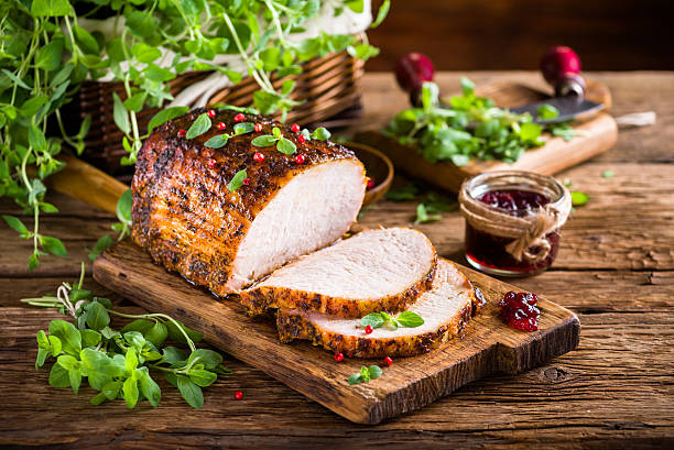 istock Roasted pork loin with cranberry and marjoram 497603228