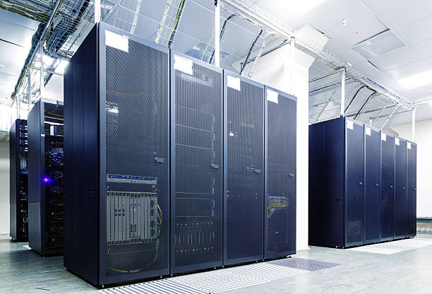 istock room with rows of server hardware in the data center 497603798
