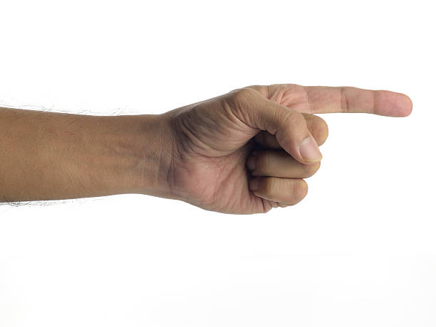 istock Index Finger Pointing - Male Hand on White Background 497604586