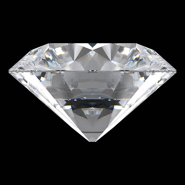 istock Brilliant Cut Diamond Orthographic Front View Isolated on Black Background 497605578