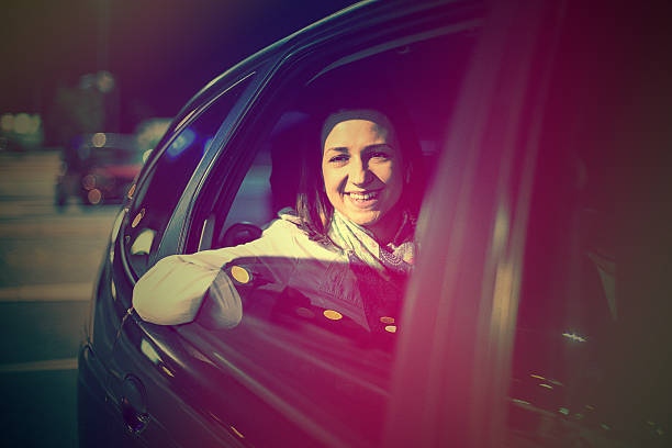 istock Girl rides in a taxi at night 497609178
