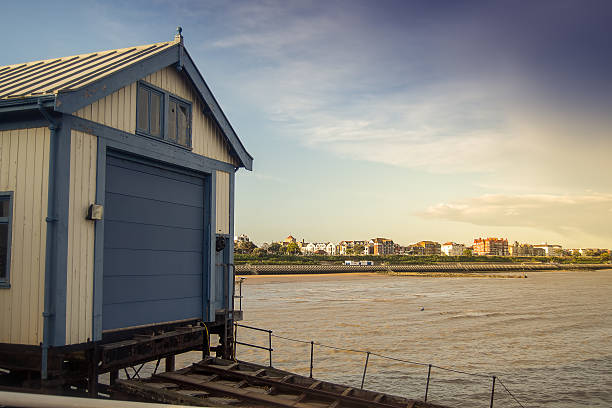 Clacton-on-Sea View of the seaside in Clacton-on-Sea in England. clacton on sea stock pictures, royalty-free photos & images