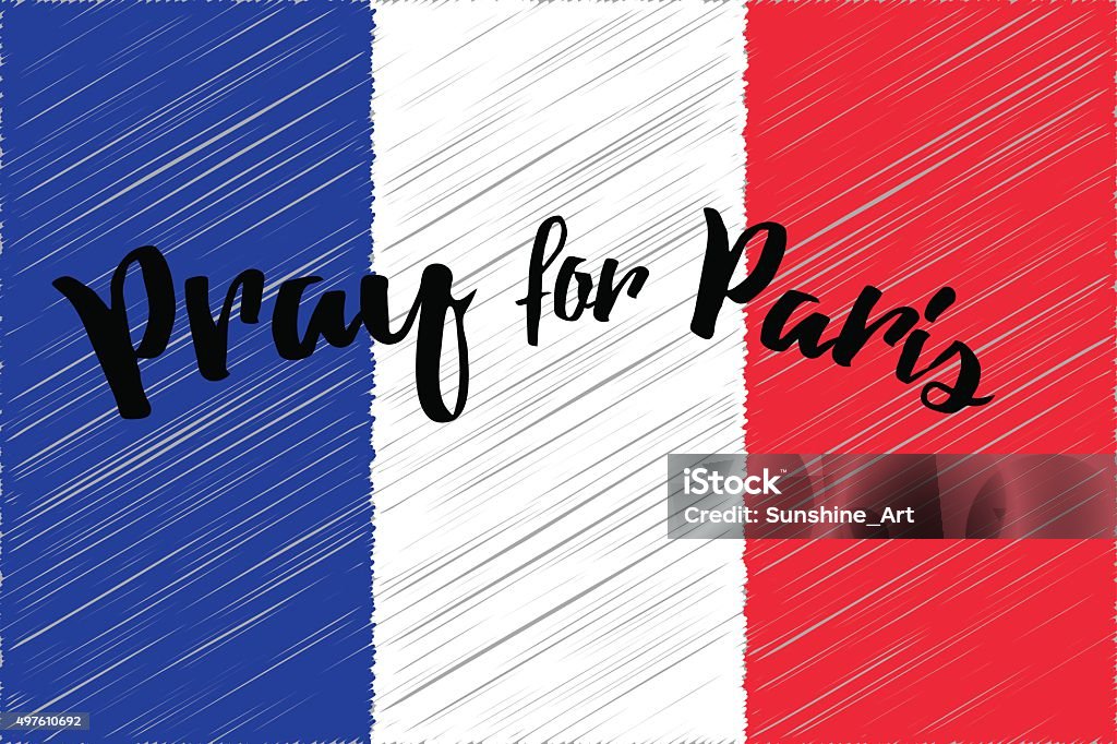 Pray for Paris France national flag. Pray for Paris. Vector illustration 2015 stock vector