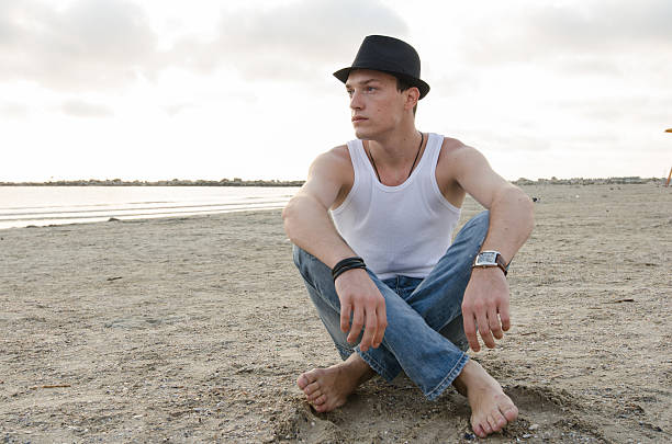 istock Young man looking at the sunrise. 497612016