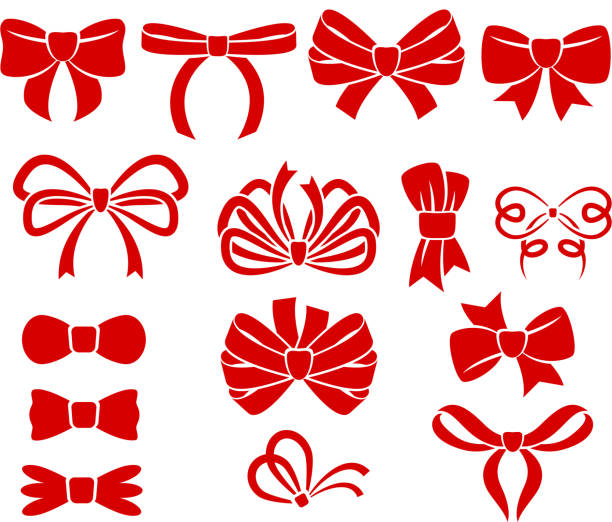 Set of different bows. Set of different bows. bow stock illustrations
