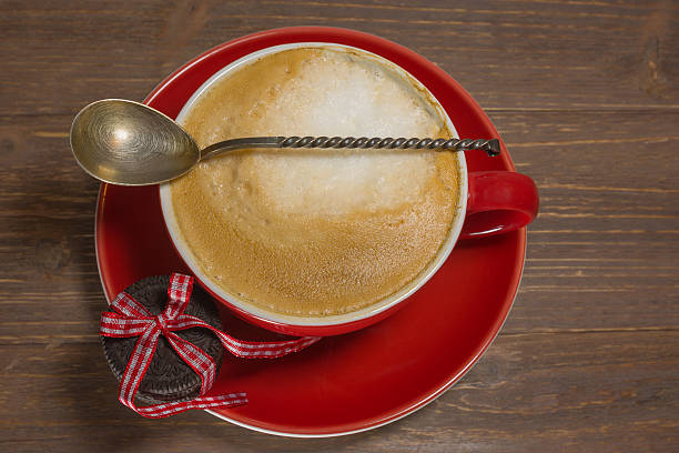 Close up Coffee cup with cappuccino. stock photo