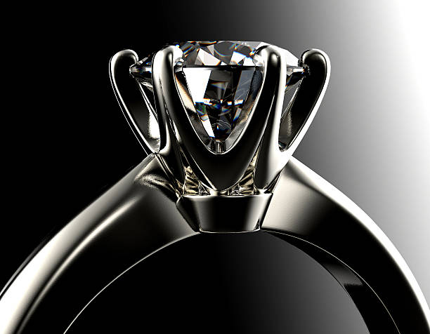 istock Golden Engagement  Ring with Diamond. Jewelry background 497613637