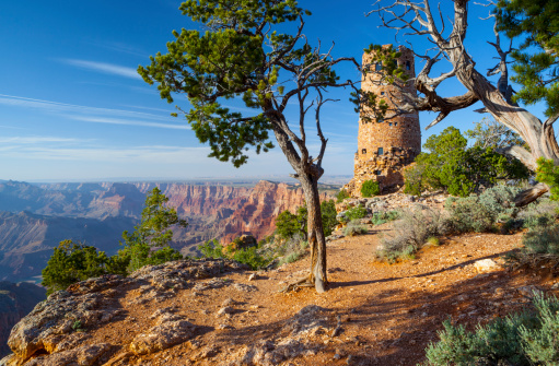 Desert View Watchtower on the south rim of the Grand Canyon National Park, Arizona.