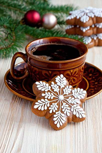 istock Christmas Gingerbread cookies with  hot drink 497616072