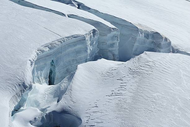 Big crevasse on the Aletsch glacier stock photo