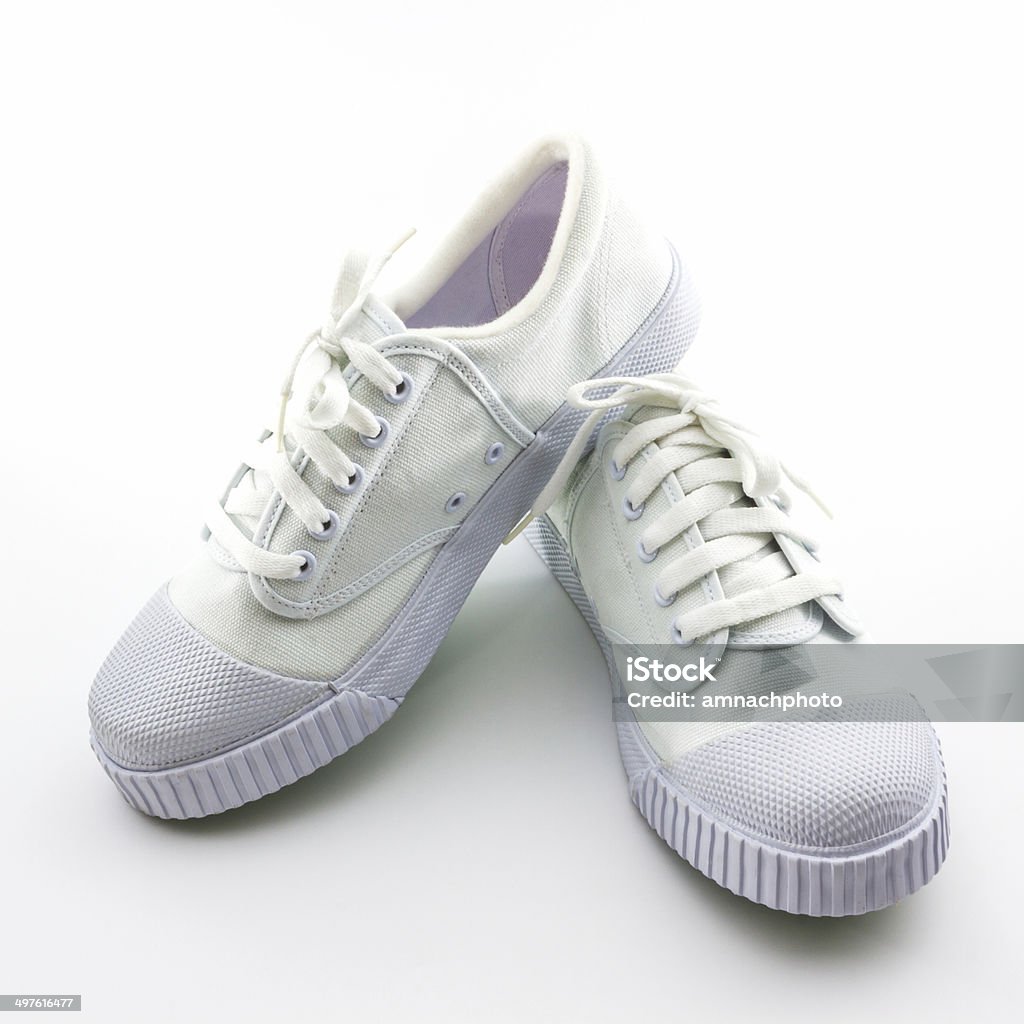 Weiße sport Schuhe auf weißem Hintergrund. - Lizenzfrei Aktivitäten und Sport Stock-Foto