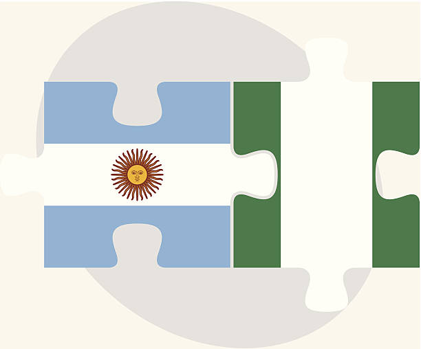 ilustrações de stock, clip art, desenhos animados e ícones de e argentina bandeira nacional da nigéria em'puzzle' - nigerian flag nigerian culture three dimensional shape nigeria