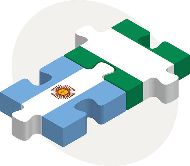 ilustrações de stock, clip art, desenhos animados e ícones de e argentina bandeira nacional da nigéria em'puzzle' - nigerian flag nigerian culture three dimensional shape nigeria