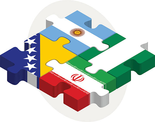 ilustrações de stock, clip art, desenhos animados e ícones de argentina, bósnia-herzegovina, do irão e bandeira nacional da nigéria em'puzzle' - bosnia herzegovinan
