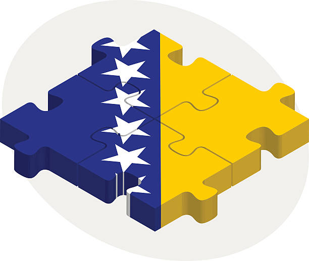 ilustrações de stock, clip art, desenhos animados e ícones de bandeira da bósnia-herzegovina com o'puzzle' - bosnia herzegovinan