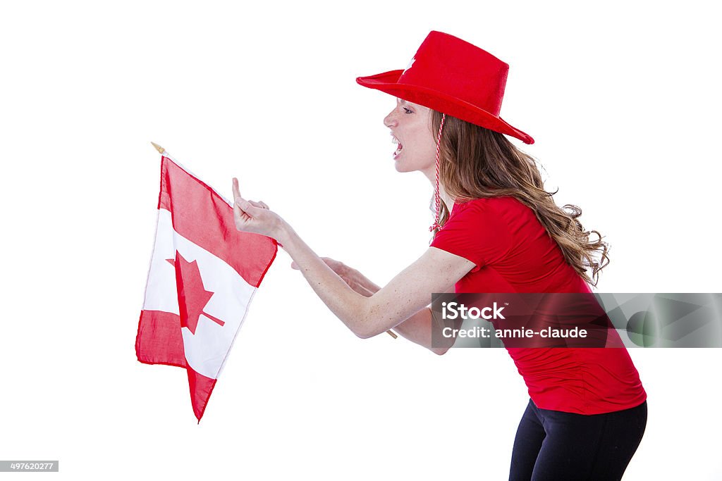 Jeune femme jour de la Fête du Canada - Photo de Drapeau canadien libre de droits