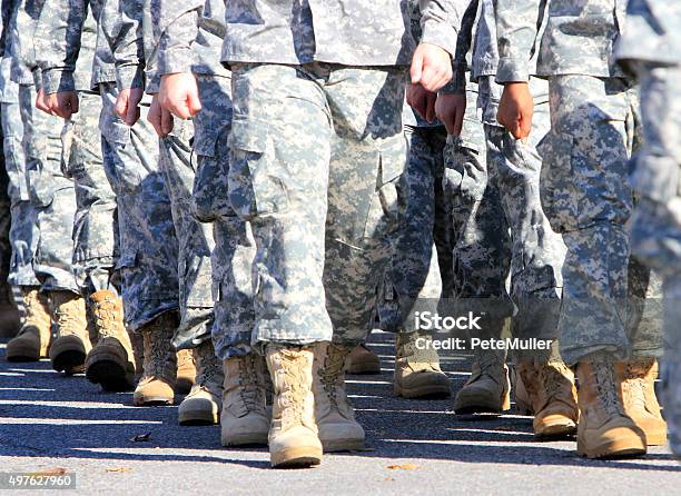 Veterans Marching Stock Photo - Download Image Now - Armed Forces, Army Soldier, Marching