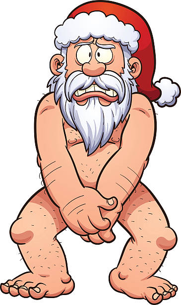 Naked Santa Claus vector art illustration